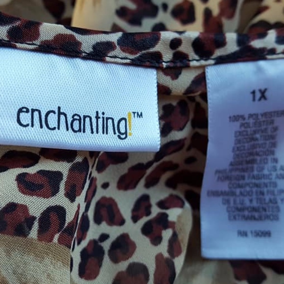 1X Night Gown Sheer Leopard Print w/FancyFur Balls - Picture 4 of 6